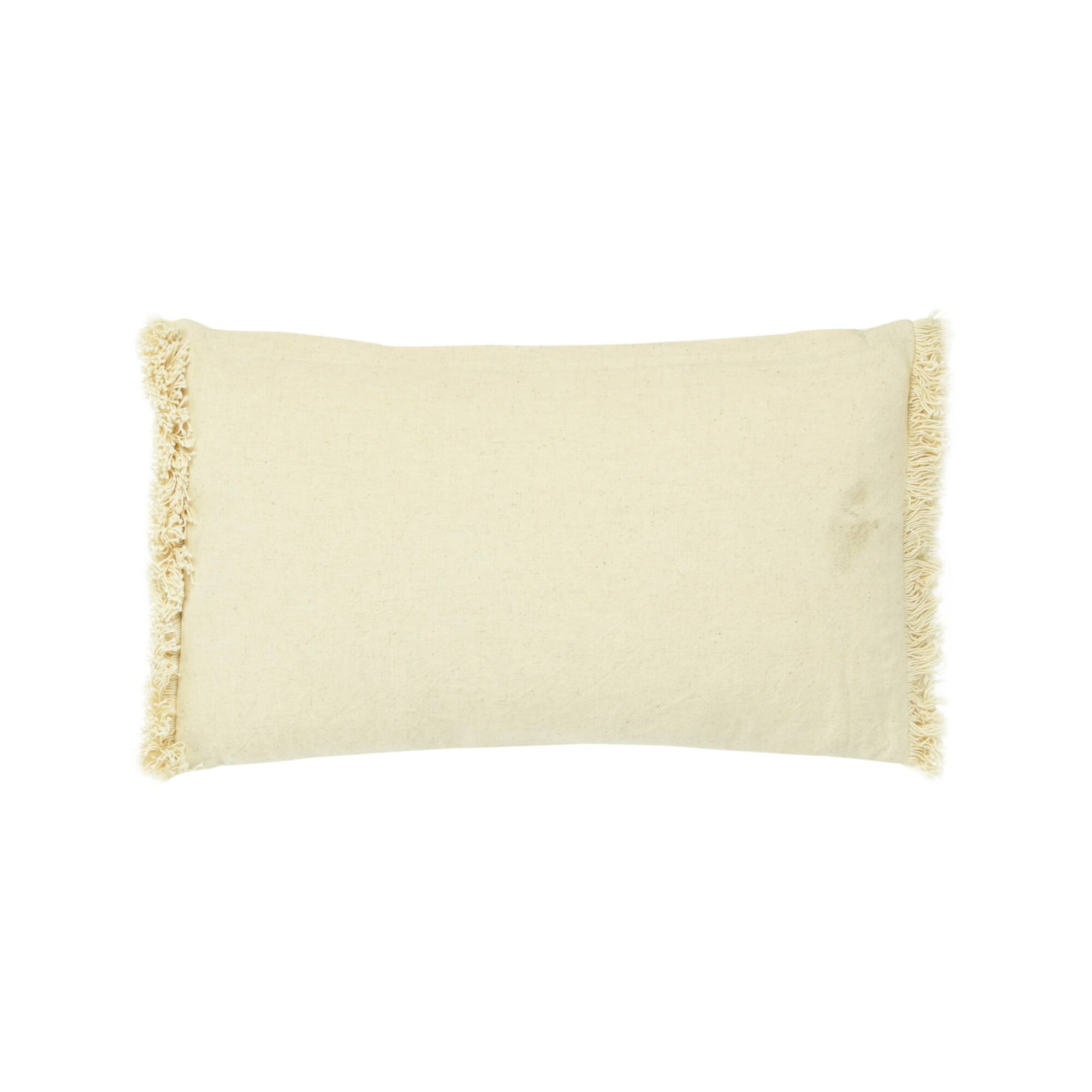 Diamond Design & Fringed Ends Cotton & Linen Lumbar Pillow